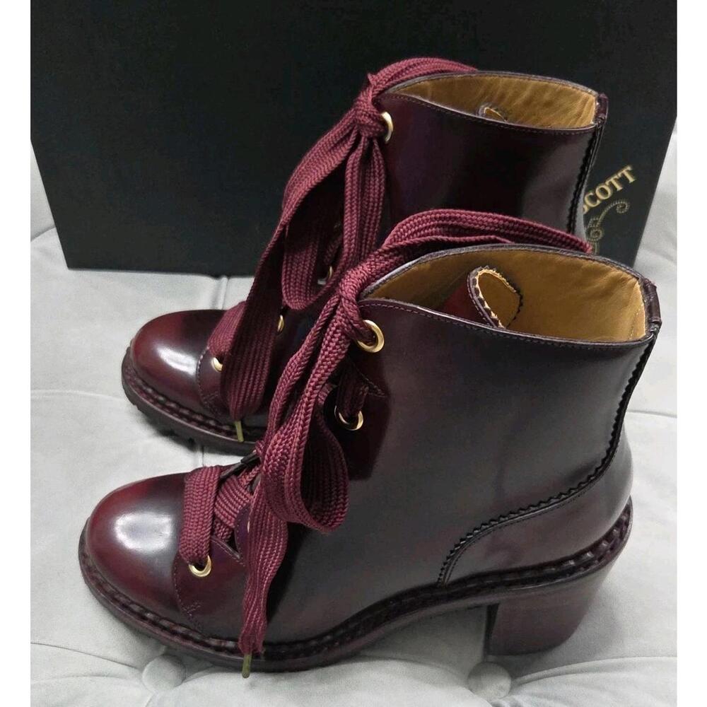 The Office of Angela Scott Miss Billie Boots Dark Red Leather Womens Shoes 37 7 - Picture 6 of 15